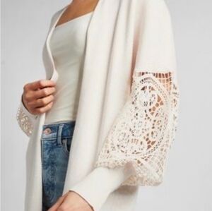 Express Cream Balloon Sleeve Cardigan, Size XS